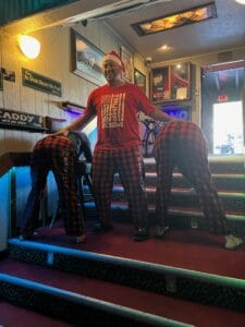 Pajama wearing regulars at the Silver Fox Lounge