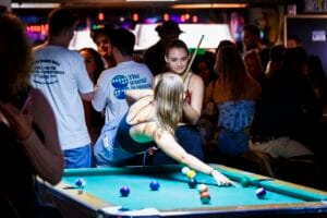 two regulars playing pool at the silver fox lounge
